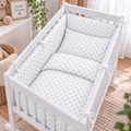 Baby Bedding Set 5pc Nursery Cotton Pillow Duvet Bumper 70x80cm Small Grey Stars On White