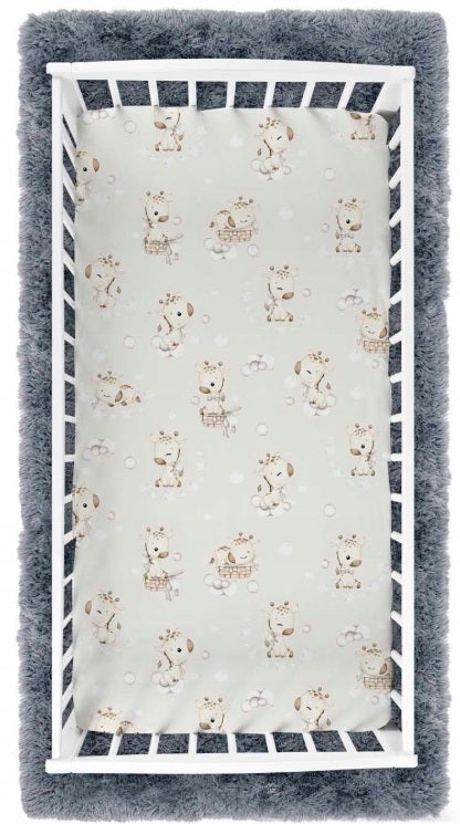 Fitted Sheet 120x60cm 100% Cotton for Baby Cot Giraffe