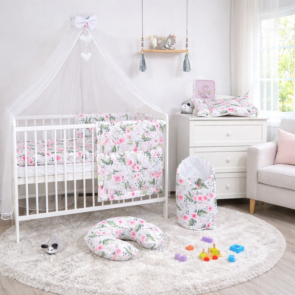 14Pc Garden Flowers Baby Nursery Bedding Set Bumper Pillow Duvet Fit Ctbed 140x70cm