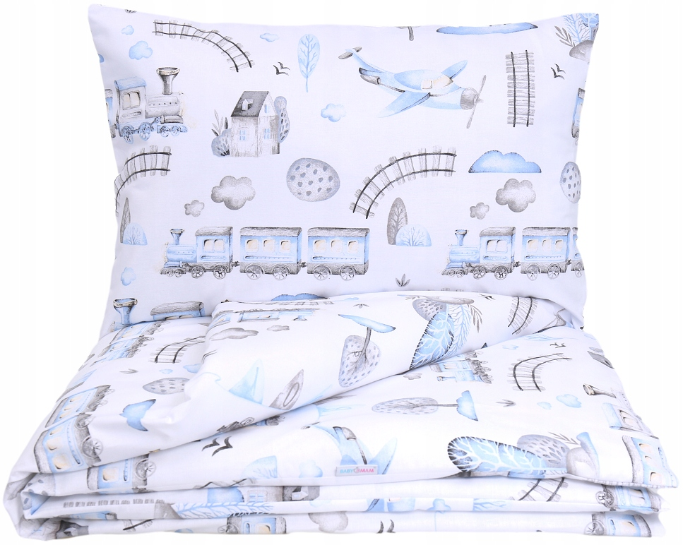 Baby Bedding Set 3pc fit Crib 70x80cm Bumper 260cm Cotton Retro Locomotive