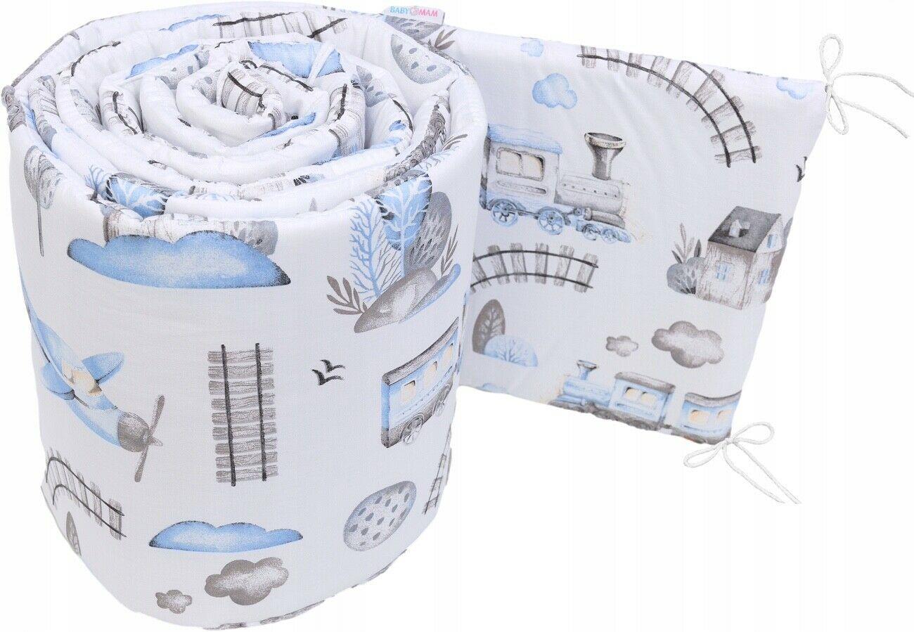 Baby Bedding Set 3pc fit Crib 70x80cm Bumper 260cm Cotton Retro Locomotive