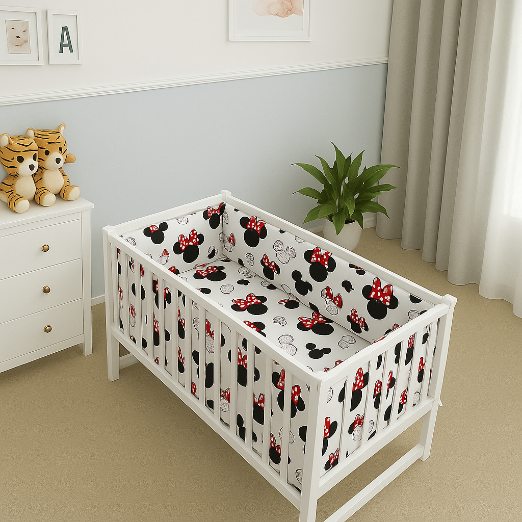 Baby Bedding Set 6pc 70x80 fit Crib Bumper Pillow Duvet Sheet Little Mouse