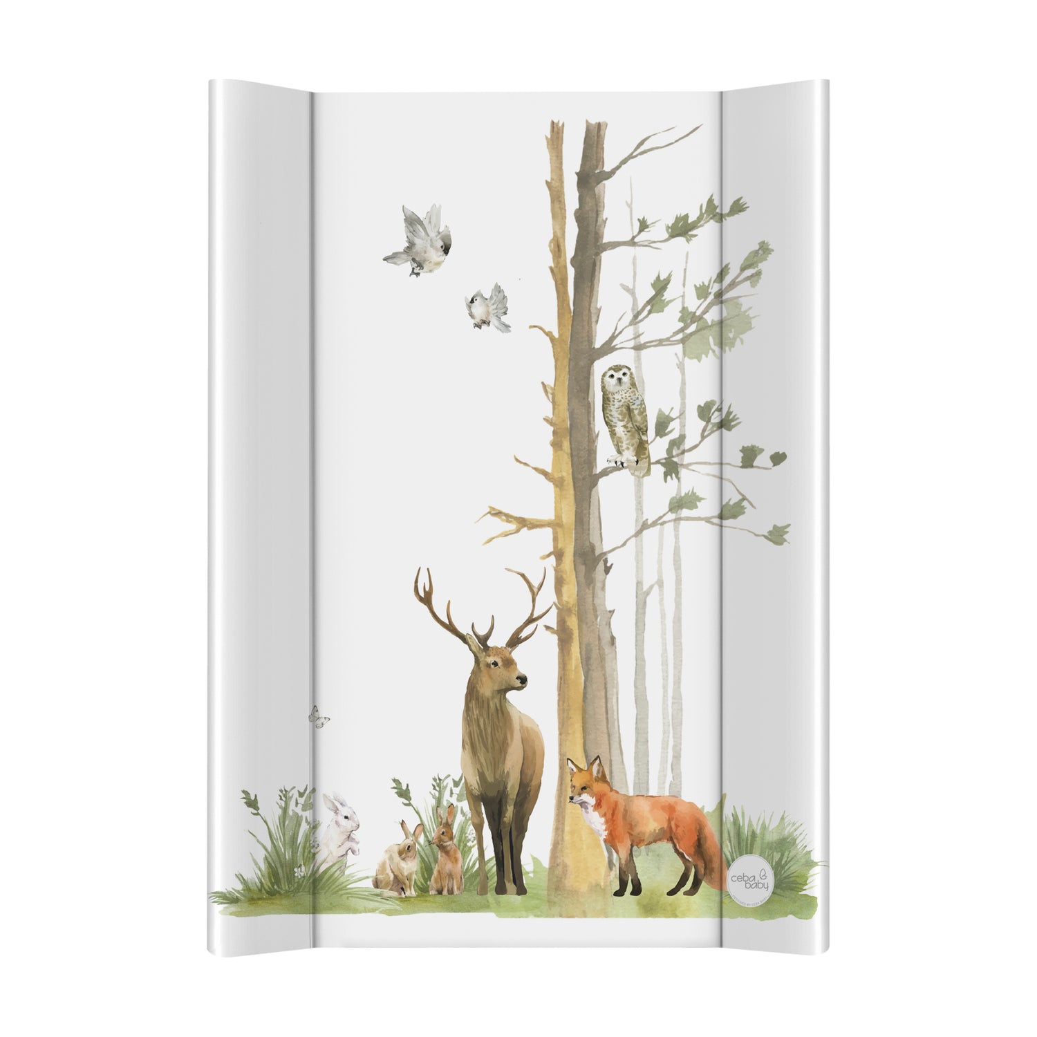 Baby changing mat padded hard base 70x50cm fit to Cot 120x60cm Woodland