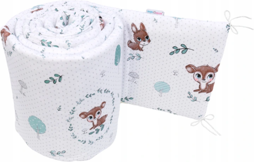 Padded Bumper To Fit Baby Cot Bed All-Round Cotton 420cm Fairy-tale Forest