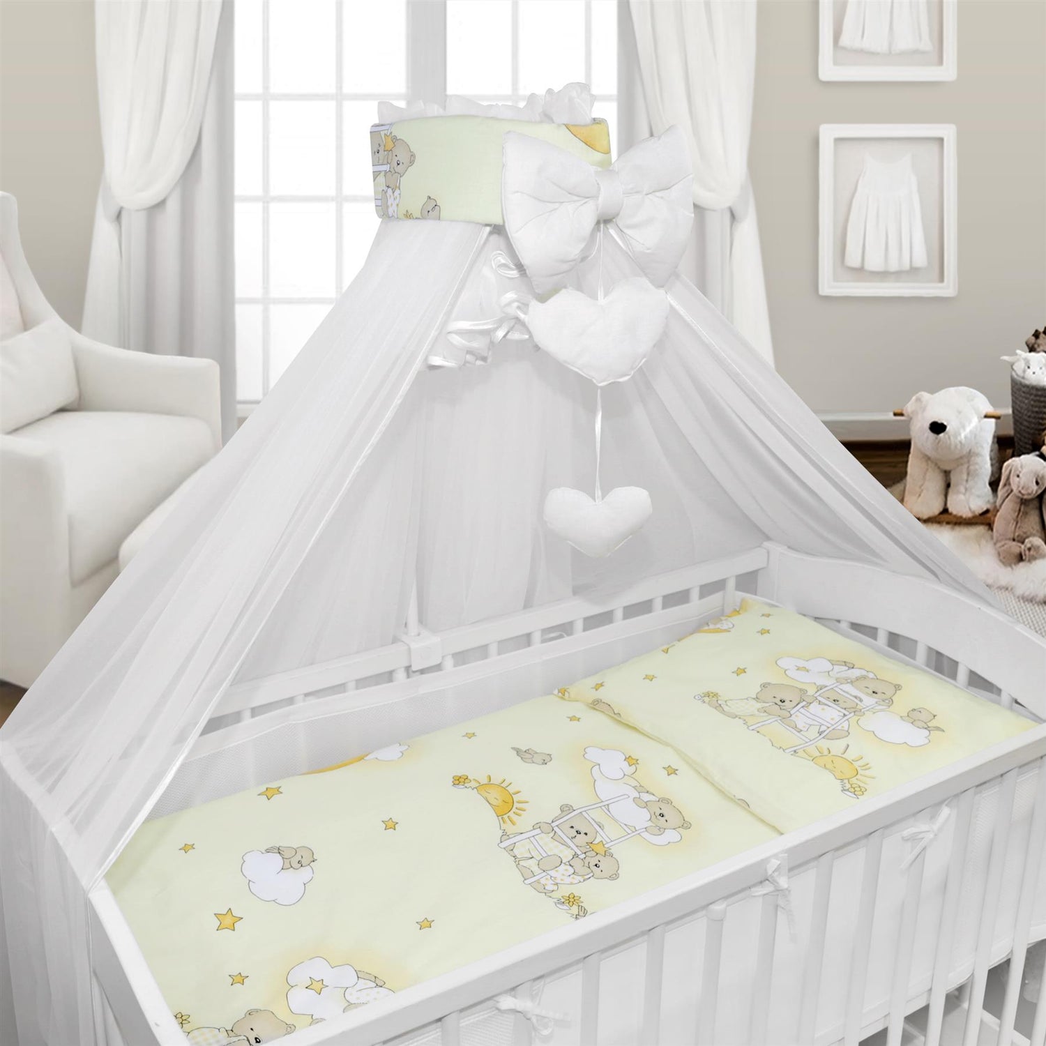 Baby Cot Bedding Set 9pc Fit Cot Bed 140x70cm Ladder Cream