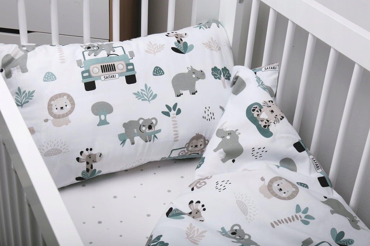 Baby Bedding Set 3pc All-round Bumper Fit Cot bed 120x60 On Safari