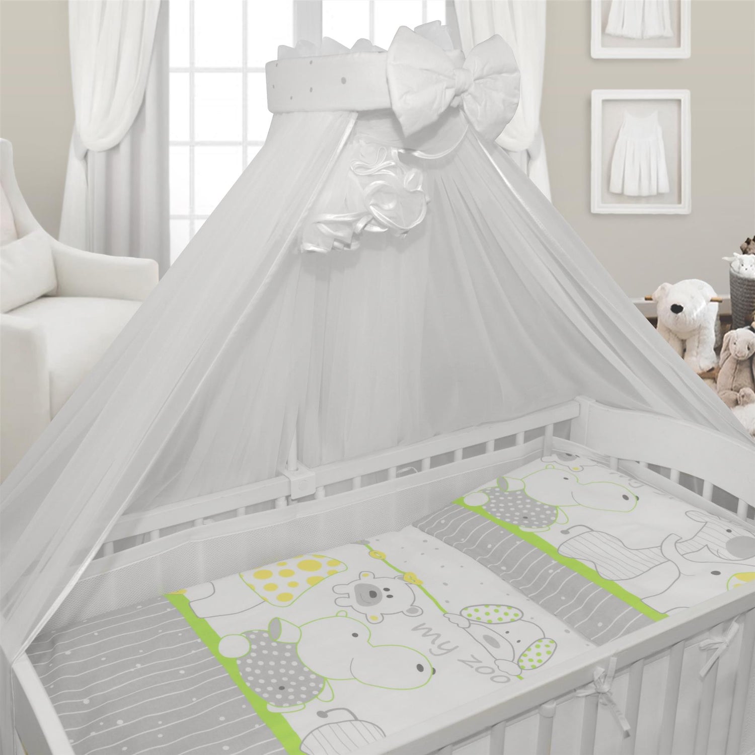 Baby Cot Bedding Set 9pc Fit Cot 120x60cm Zoo Green