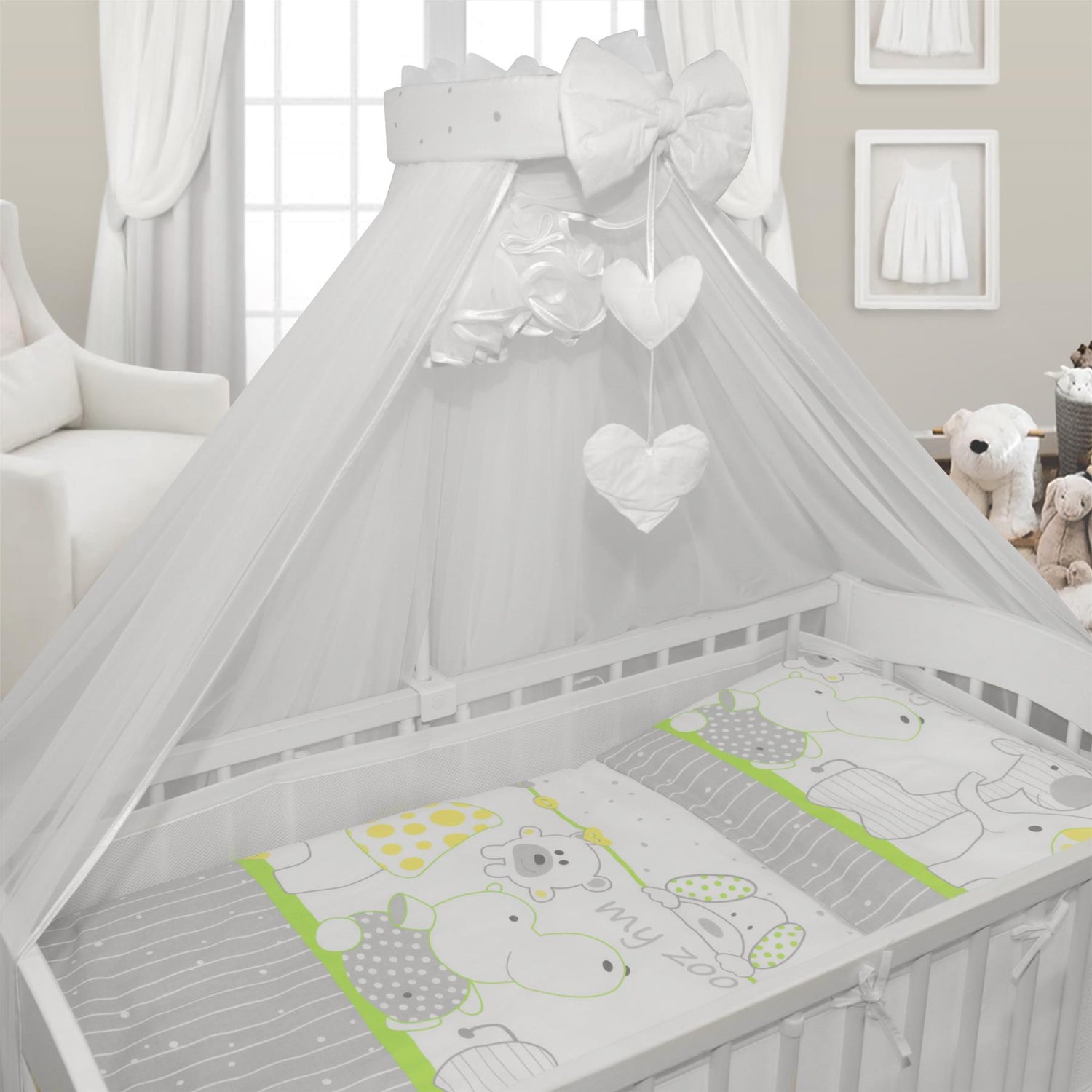 Baby Cot Bedding Set 9pc Fit Cot 120x60cm Zoo Green