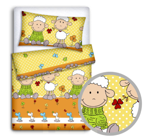 6Pc Baby Bedding Set Bumper Pillow Duvet Fit Cot 120x60cm Sheep Yellow