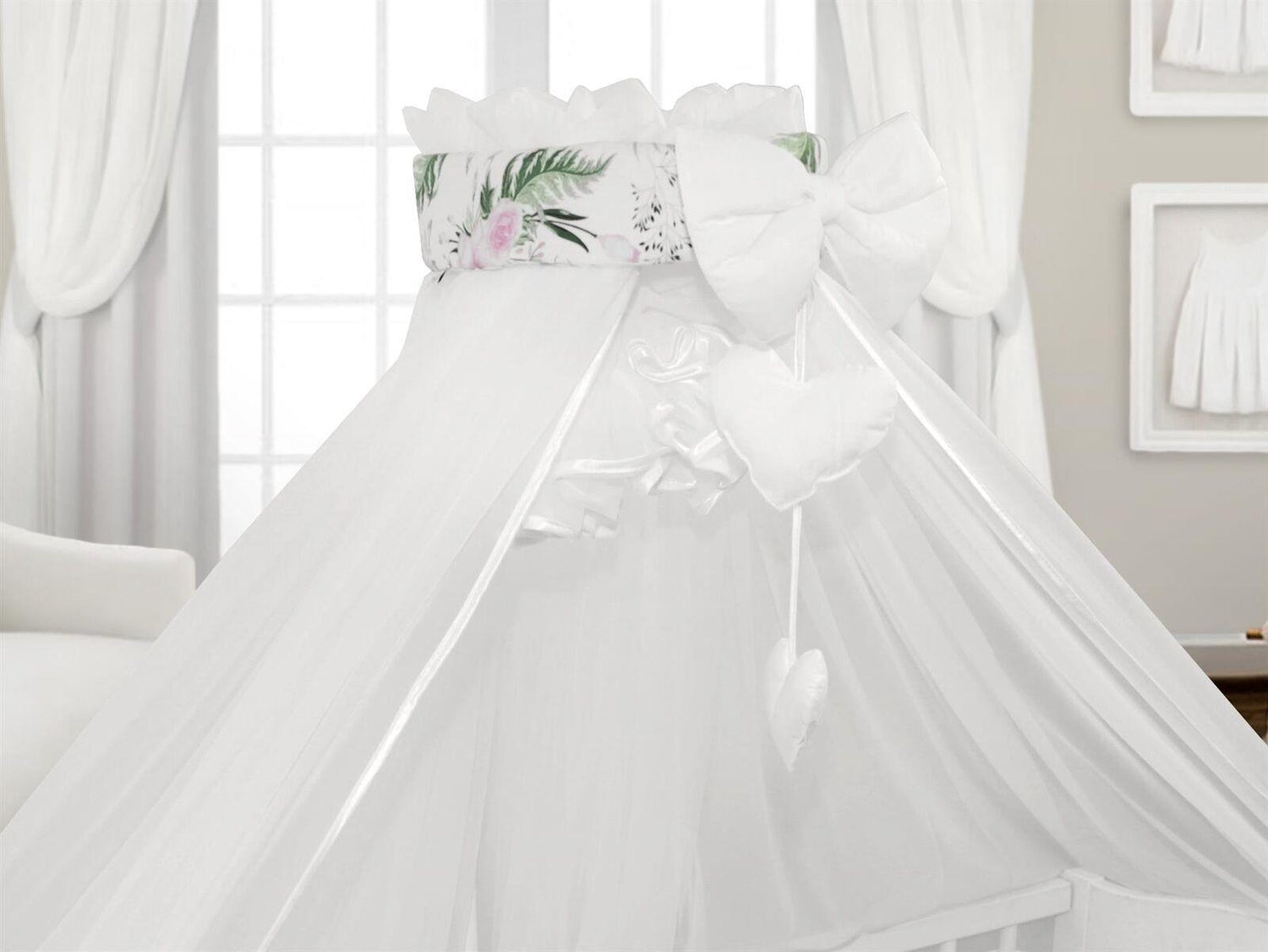 BABYMAM Canopy Mosquito Drape Dressing Net Holder Nursery to Fit Cot Bed Garden Flowers