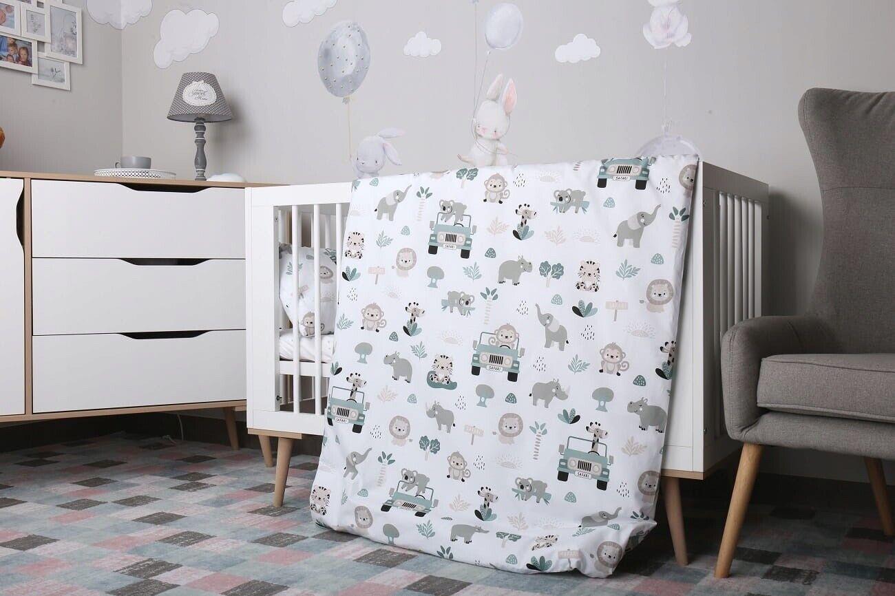 Baby Bedding Set 3pc All-round Bumper Fit Cot bed 120x60cm On Safari