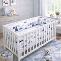 3Pc Baby Bedding Set Bumper All-round Pillowcase Duvet Cover Fit Cot 120x60cm Retro Cars