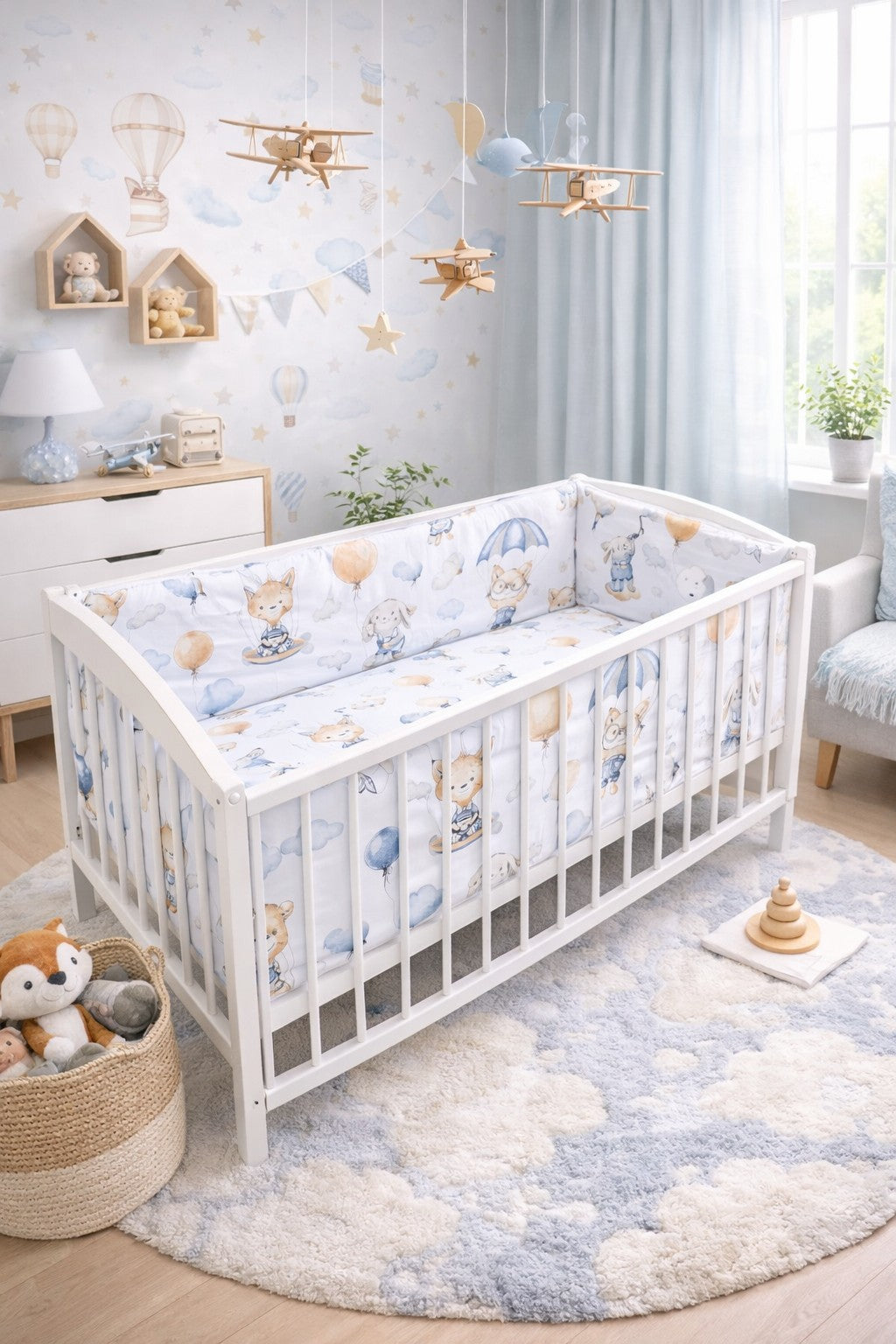 Baby Bedding Set 3pc All-round Fit Cot bed 140x70cm Walk in the Clouds