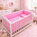 Baby Bedding Set 3pc All-round Bumper Fit Cot 120x60cm Pink