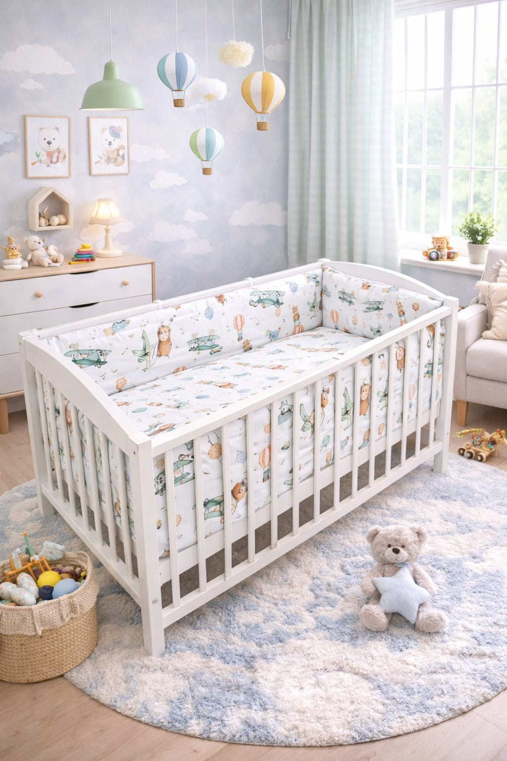 Baby Bedding Set 3pc All-round Fit Cot bed 140x70cm Dreamy Flight