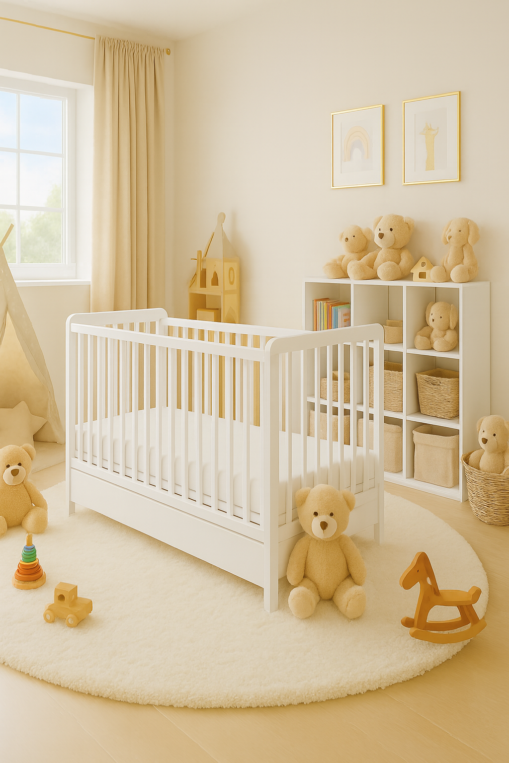 Luxury Baby Cot Crib Oliver with Drawer and Free Mattress 120x60cm