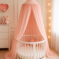 BABYMAM Canopy Mosquito Hanging Net for Crib Cot Bed Nursery - Peach Pink