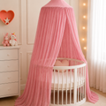 BABYMAM Canopy Mosquito Hanging Net for Crib Cot Bed Nursery - Rose Pink