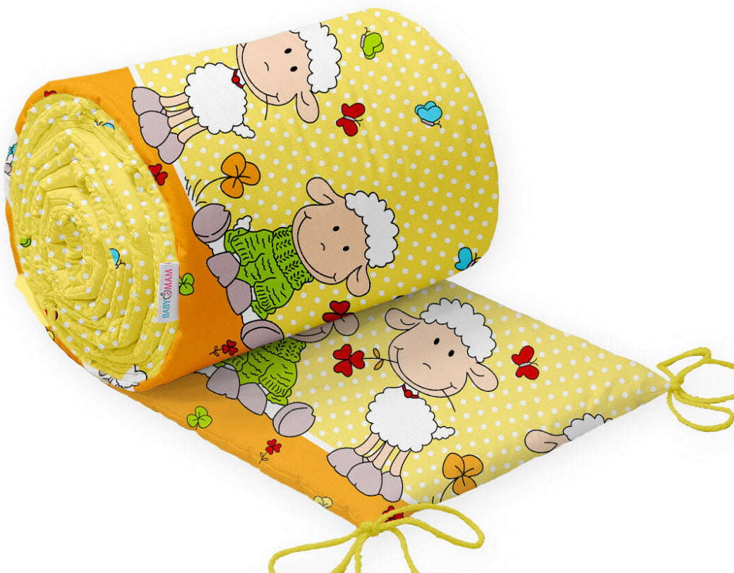 6Pc Baby Bedding Set Bumper Pillow Duvet Fit Cot 120x60cm Sheep Yellow