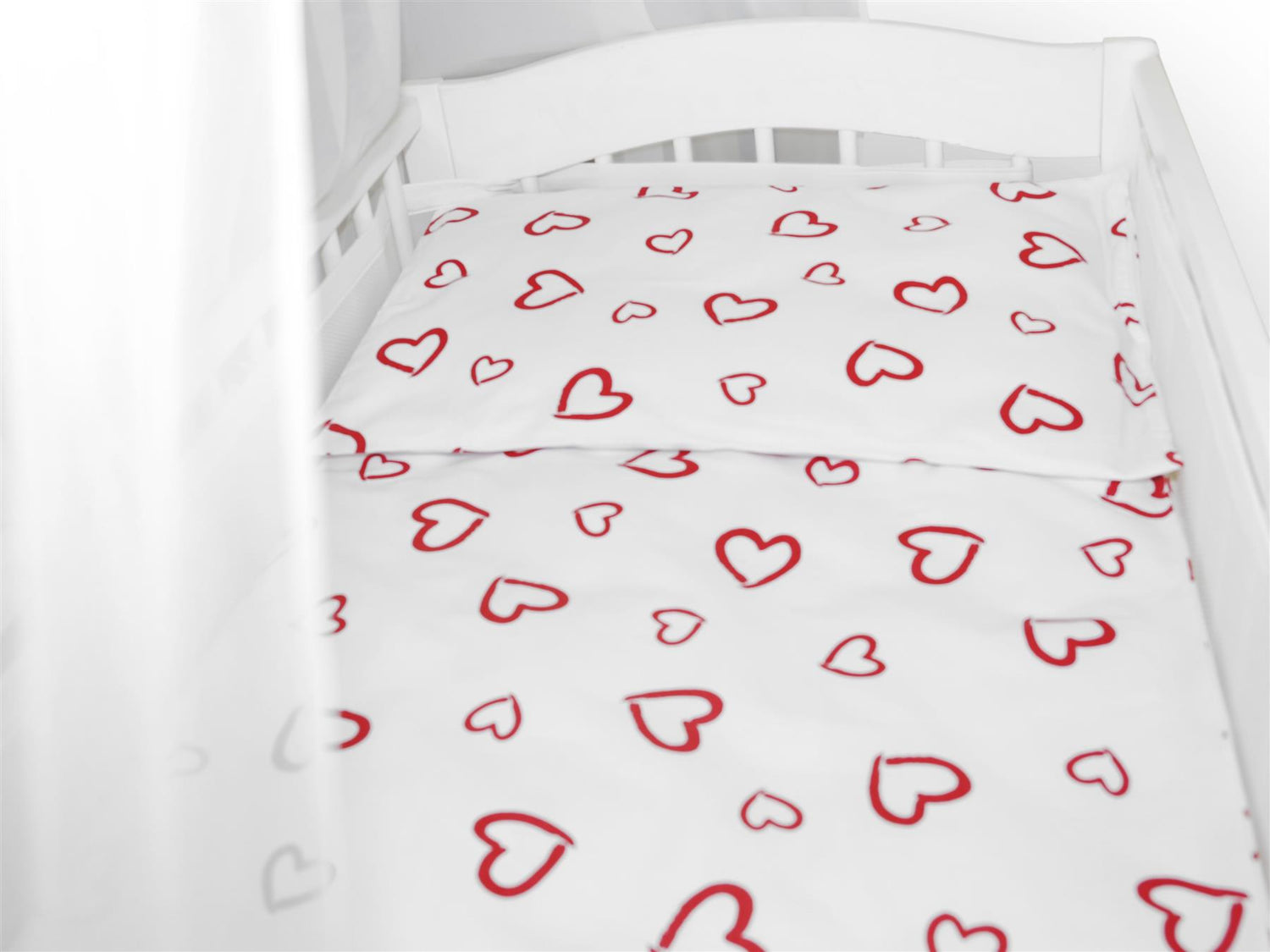 Baby Cot Bedding Set 9pc Fit Cot 120x60cm Red Hearts