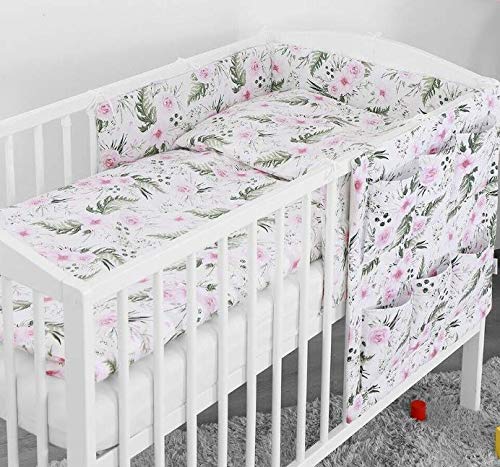 Bedding Set 6Pc Essential Cot Mattress Drawer Padded Bumper Duvet Cover Garden Flowers
