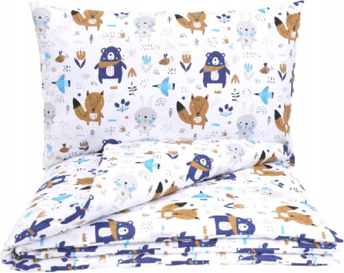 6Pc Baby bedding set bumper pillow duvet Fit Cot 120x60 Boho Animals Navy
