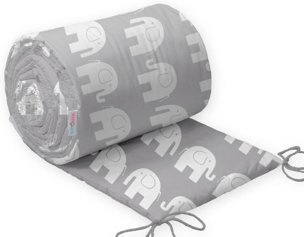 Baby Bedding Set 6pc All-round Fit Cot bed 140x70cm Elephants Grey