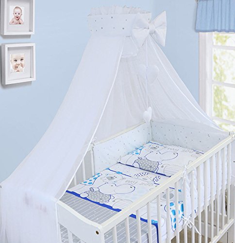 14 Pc Baby Full Nursery Bedding Set Cotton Pillow Duvet Fit Cot 120x60cm Zoo Blue