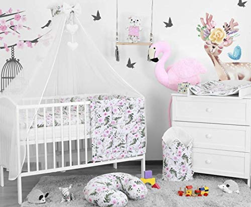 BABYMAM Baby Bedding Set Essential 17pcs 120x90 Cot with Drawer and Mattress Garden Flowers
