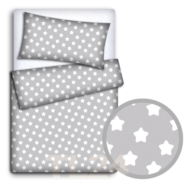 Baby Bedding Set 3pc All-round Fit Cot bed 140x70cm Big White on Grey