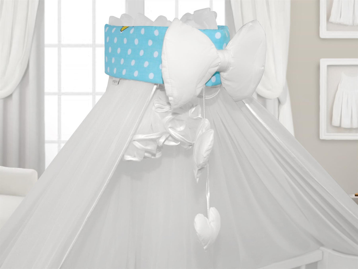 BABYMAM Canopy Mosquito Drape Dressing Net Holder Nursery to Fit Cot Bed Sheep Turquoise