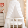 BABYMAM Canopy Mosquito Hanging Net for Crib Cot Bed Nursery - White
