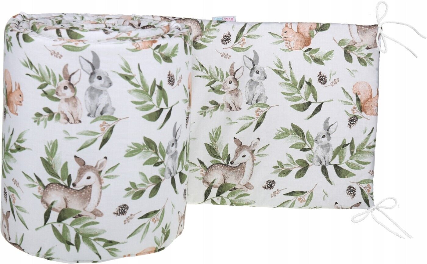 Baby Cot Liner Fit Crib All-round 260cm Straight Cotton Green Glade
