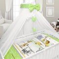 Baby Cot Bedding Set 9pc Fit Cot Bed 140x70cm Safari Green