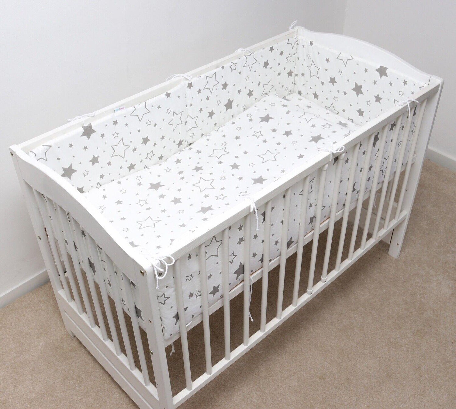 Baby Bedding Set 6pc All-round Bumper Fit Cot 120x60cm 100% Cotton Milky Way