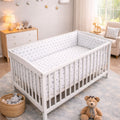 Baby Bedding Set 5pc 140x70cm All-round Bumper Fit Cot bed 100% Cotton Small Grey On White