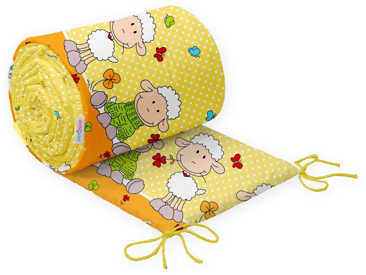 Baby Bedding Set Pillow Duvet Bumper 3Pc 120x90cm Sheep Yellow