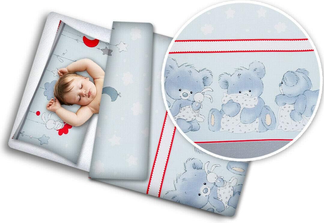 Baby Bedding Set 120X90 Pillowcase Duvet Cover 2Pc Fit Cot Cuddle Bears Grey