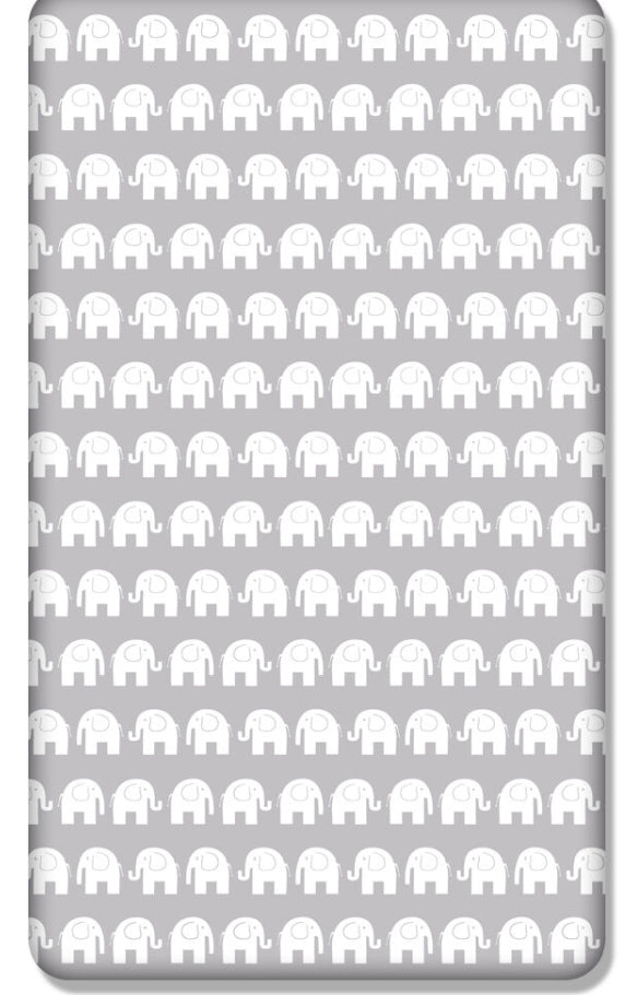 Junior Bed Fitted Sheet Cotton Mattress 160x80cm Elephants grey