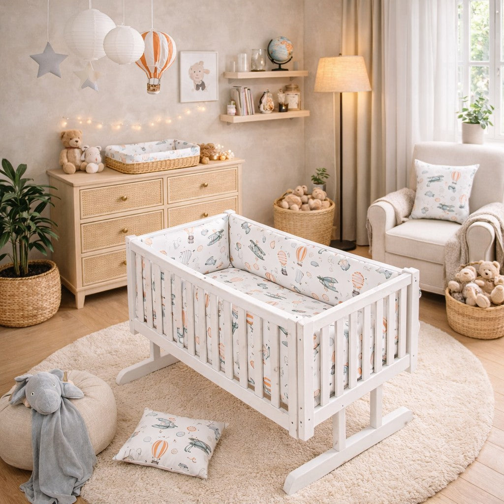 Baby Bedding Set 6pc fit Crib 70x80cm Bumper 260cm Cotton Dreamy Flight