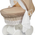 Baby Full Bedding Set With Hood To Fit Wicker Moses Basket Dimple Beige