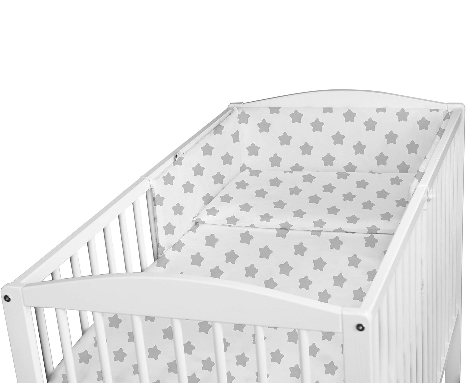 3PC 120x90cm Baby Bedding Set Pillow Duvet Bumper Big Grey on White