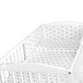 Baby 5Pc Bedding Set Pillow Duvet Bumper Fit Cotbed 140x70cm Small Grey On White