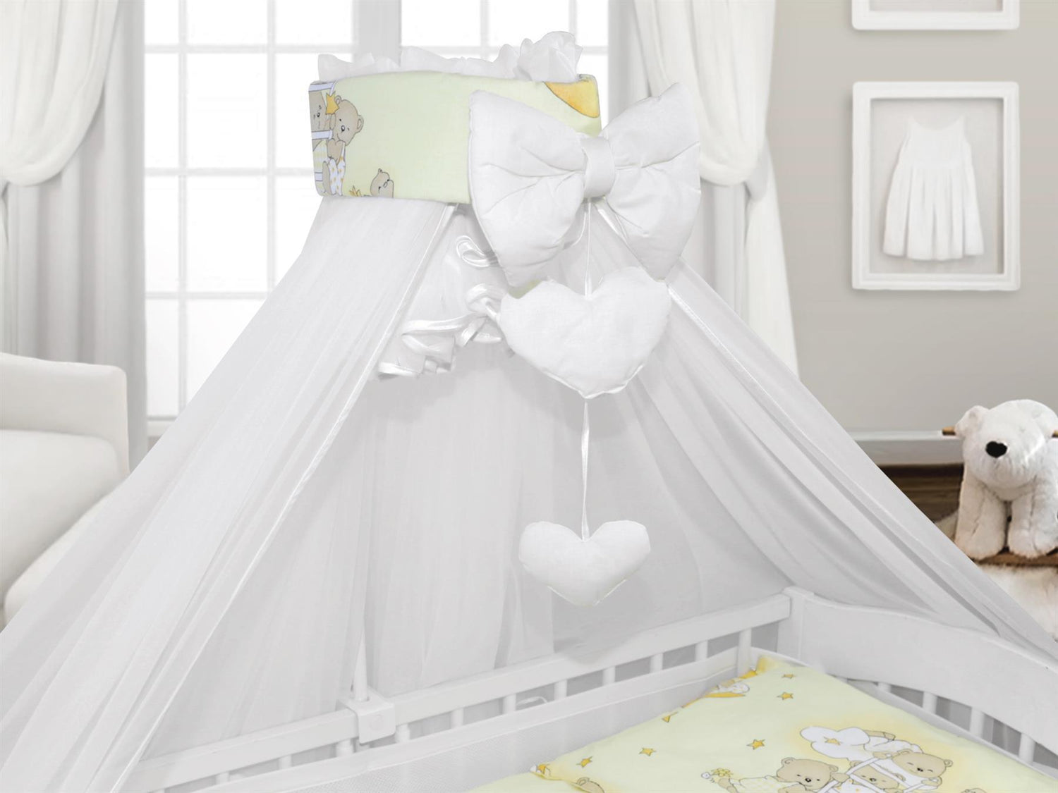 BABYMAM Canopy Mosquito Drape Dressing Net Holder Nursery to Fit Cot Bed Ladder Cream