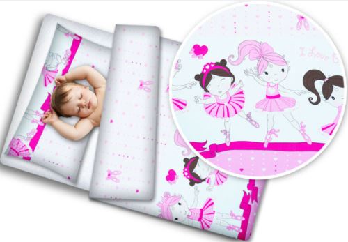 Baby 5Pc Bedding Set Pillow Duvet Bumper Fit Cotbed 140x70cm Ballerina Pink