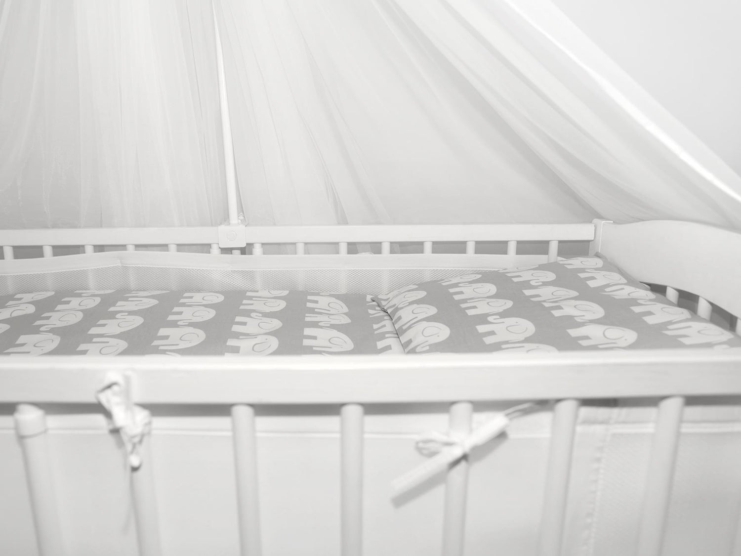 Baby Cot Bedding Set 9pc Fit Cot Bed 140x70cm Elephants Grey