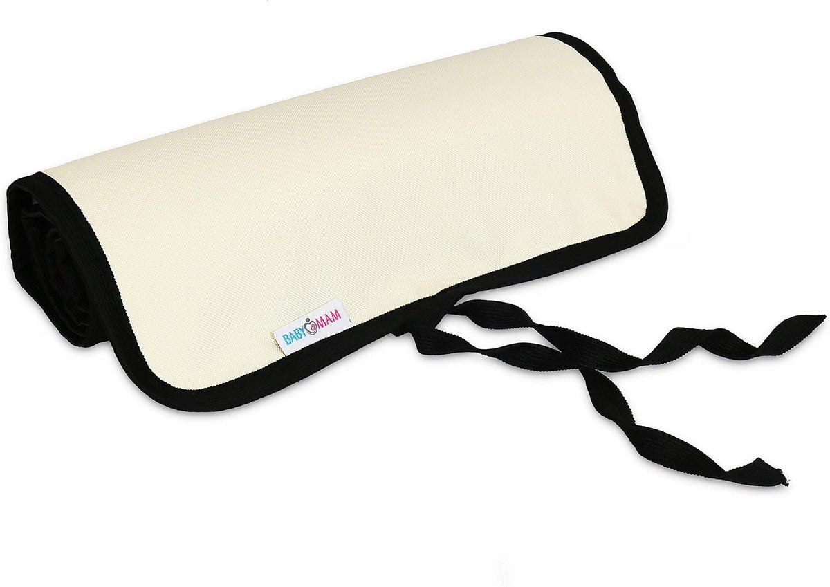 Portable Baby Changing Mat Waterproof, Reversible & Foldable Travel Nappy Changing Pad (Ecru)
