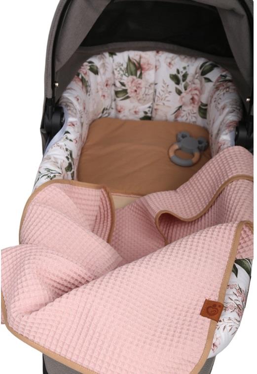 Waffle Blanket for Baby 100% Reversible Cotton 100x78cm Pink Retro