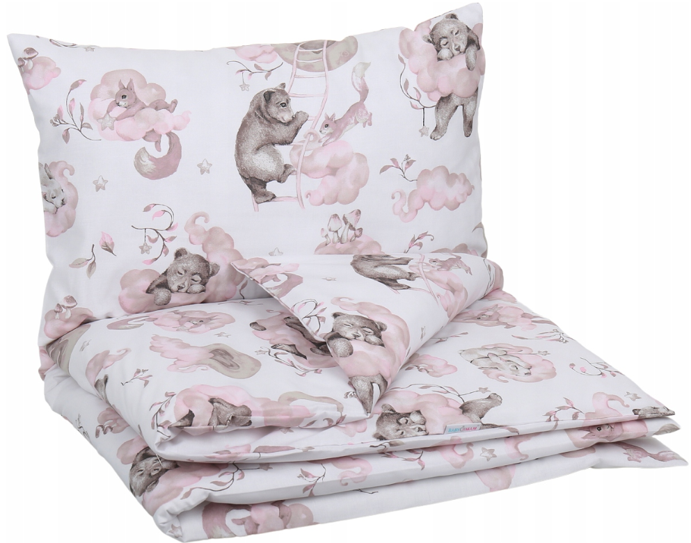 Baby Bedding Set 2pc fit Cradle/Moses basket/Pushchair 70x80 Pink Bears