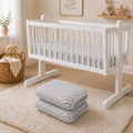 2 Pack Jersey Fitted Sheets 90x40 cm for Baby Cribs (Small Stars with Grey)